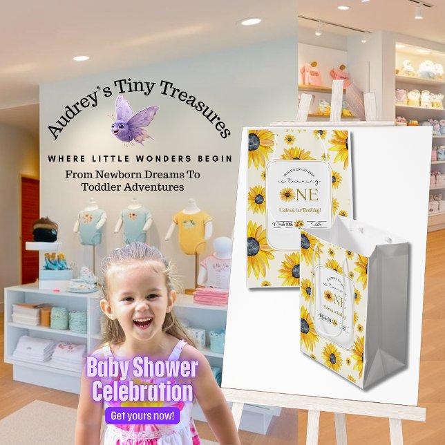 Bolsa De Regalo Mediana Primer cumpleaños del bebé - Nuestro pequeño giras (Subido por el creador)