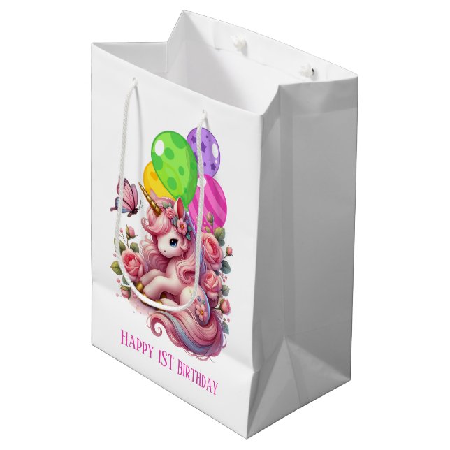 Bolsa De Regalo Mediana Primeras niñas pequeñas cumpleaños (Angulo Anverso)