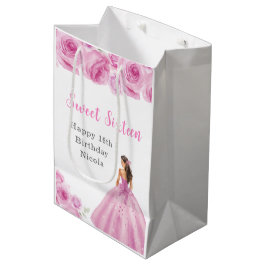 Bolsa De Regalo Mediana Princesa con un vestido rosa dulce dieciséis cumpl
