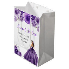 Bolsa De Regalo Mediana Princesa con vestido morado Dulce Aniversario