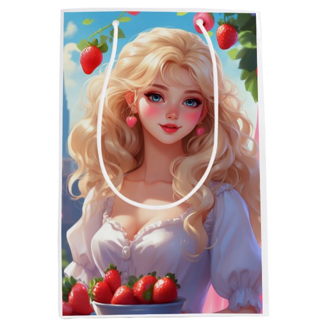 Bolsa De Regalo Mediana princesa de fresa  (Anverso)