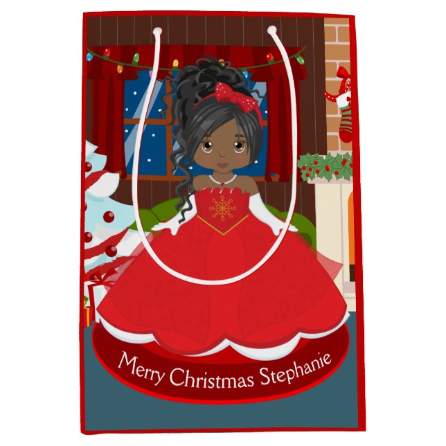 Bolsa De Regalo Mediana Princesa Navidades negros (Anverso)