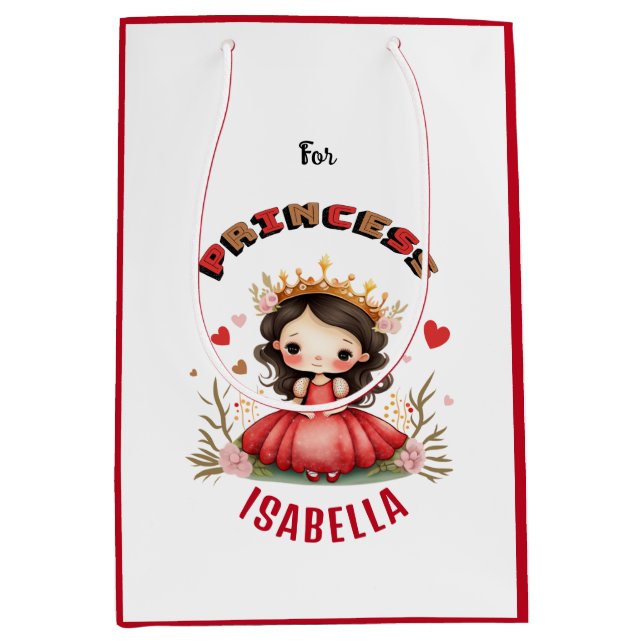 Bolsa De Regalo Mediana Princesa pequeña con vestido rojo (Anverso)