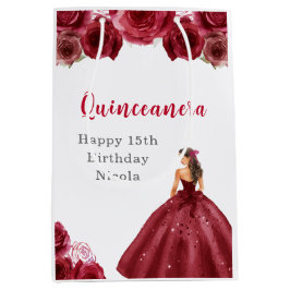 Bolsa De Regalo Mediana Princesas vestidas de rojo Quinceanera