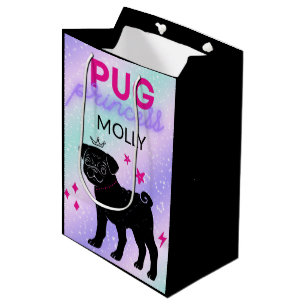 BOLSA DE REGALO MEDIANA PRINCESO DE PUG NEGRO"