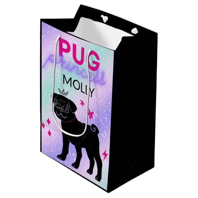 BOLSA DE REGALO MEDIANA PRINCESO DE PUG NEGRO" (Angulo Anverso)
