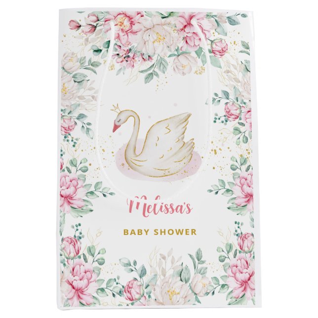 Bolsa De Regalo Mediana Princess Swan Baby Shower (Anverso)