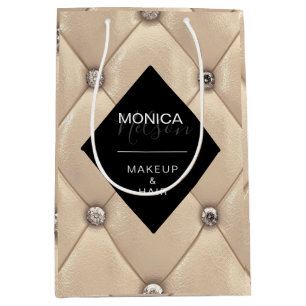 Bolsa De Regalo Mediana producto de monograma lujoso con tubos dorados