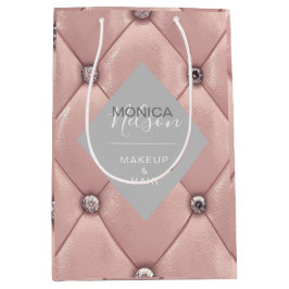 Bolsa De Regalo Mediana producto de monograma lujoso rosa con tubos dorado