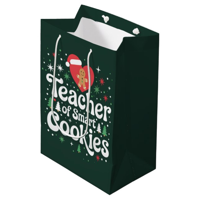 Bolsa De Regalo Mediana Profesor de Navidad de Galletas Inteligentes (Angulo Anverso)