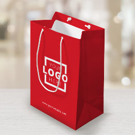 Bolsa De Regalo Mediana Promoción Empresarial Logo de Empresa Rojo Compras