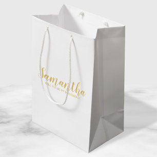 Bolsa De Regalo Mediana Propuesta de la dama de honor Oro con guión mode