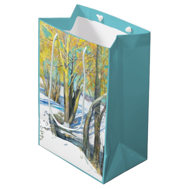 Bolsa De Regalo Mediana puente en invierno (Angulo Anverso)