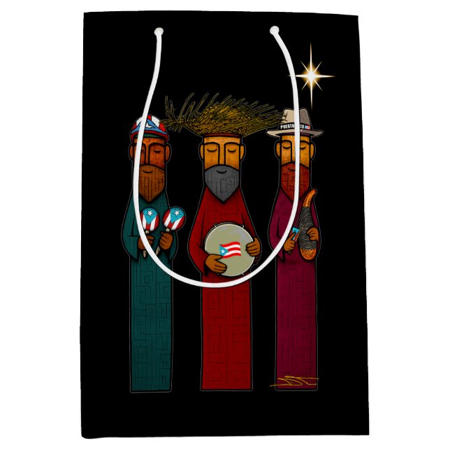 Bolsa De Regalo Mediana Puerto Rican Three Wise Men – Parranda (Anverso)