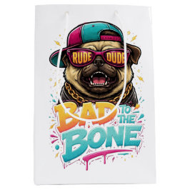 Bolsa De Regalo Mediana Pug Malo hasta los Huesos — Diseño de Ropa Urbana