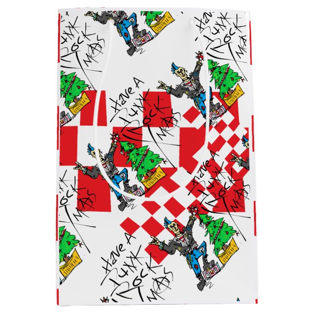Bolsa De Regalo Mediana PUNK ROCK XMAS con CHECKEADO (Anverso)