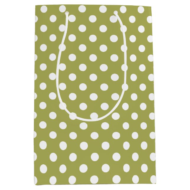 Bolsa De Regalo Mediana Punto de Polka en Verde (Anverso)