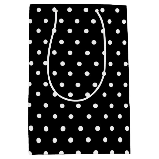 Bolsa De Regalo Mediana Punto de Polka Negro (Anverso)