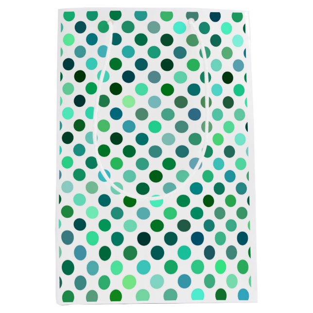 Bolsa De Regalo Mediana Punto de polka verde y azul (Anverso)