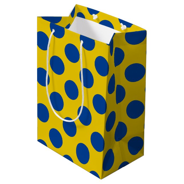 Bolsa De Regalo Mediana puntos amarillos azules (Angulo reverso)