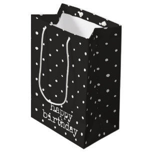 Bolsa De Regalo Mediana Puntos blancos en el cumpleaños negro