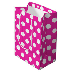 Bolsa De Regalo Mediana Puntos de polka blanco en fuchsia