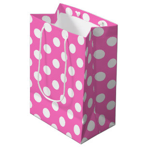 Bolsa De Regalo Mediana Puntos de polka blanco sobre rosa