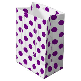 Bolsa De Regalo Mediana Puntos de polka morado y blanco
