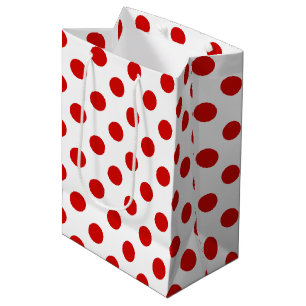 Bolsa De Regalo Mediana Puntos de polka rojos y blancos