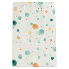 Bolsa De Regalo Mediana Puntos de Tangerina Turquesa