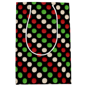 Bolsa De Regalo Mediana Puntos Rojos Verdes Blancos
