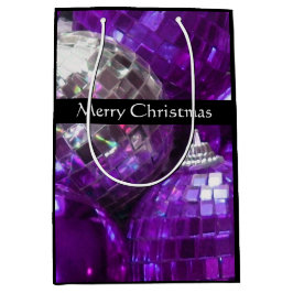 Bolsa De Regalo Mediana Purple Baubles Feliz Navidad medio negro