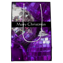 Bolsa De Regalo Mediana Purple Baubles Feliz Navidad medio negro