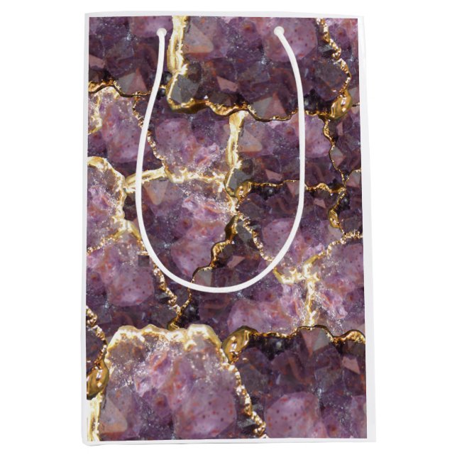 Bolsa De Regalo Mediana Purple Gold Crystal Collage Gift Bag (Anverso)