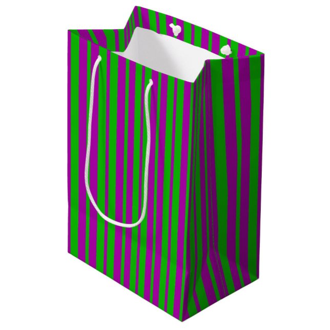 Bolsa De Regalo Mediana Purple Green Stylish Stripes Pattern Design  (Subido por el creador)