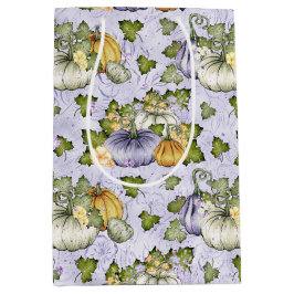 BOLSA DE REGALO MEDIANA PURPLE NARANJA BLANCO FALL AUTUMN PUMPKINS