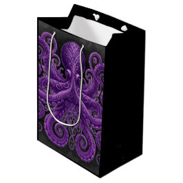 Bolsa De Regalo Mediana Purple Octopus Victorian Steampunk Kraken 