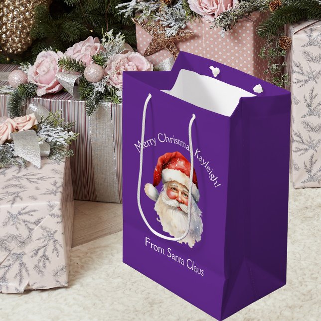Bolsa De Regalo Mediana Purple Santa Claus Personalized Christmas (Subido por el creador)