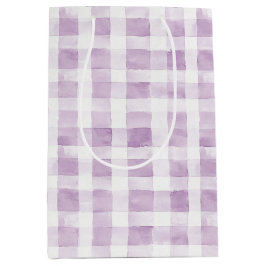 Bolsa De Regalo Mediana Purple White Plaid Stripes