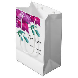 Bolsa De Regalo Mediana Púrpura artesanal Rosa acuarela pintada a mano