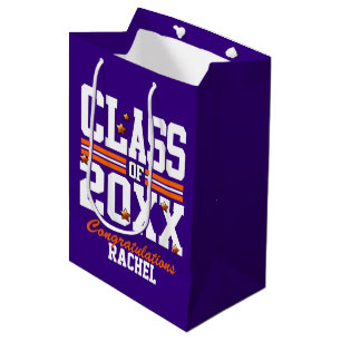 Bolsa De Regalo Mediana Púrpura Naranja Graduado año
