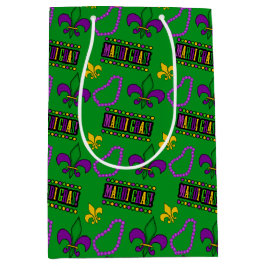 BOLSA DE REGALO MEDIANA PÚRPURA NEGRA VERDE ORO MARDI GRAS BEBES
