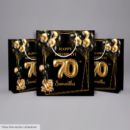 Bolsa De Regalo Mediana Purpurina Confetti 70º cumpleaños personalizado