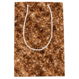 Bolsa De Regalo Mediana Purpurina de Confetti del Bronce del Oro