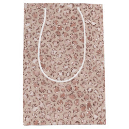 Bolsa De Regalo Mediana Purpurina de impresión de leopardo Rubor de cream 