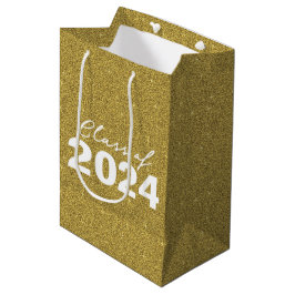Bolsa De Regalo Mediana Purpurina de oro de clase personalizado