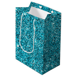 Bolsa De Regalo Mediana Purpurina de parkle Turquoise Aqua Glitzy