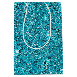 Bolsa De Regalo Mediana Purpurina de parkle Turquoise Aqua Glitzy