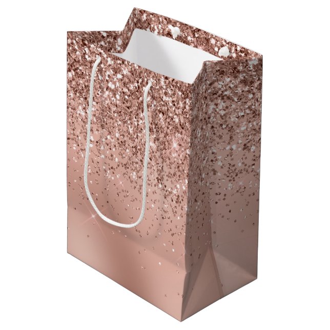 Bolsa De Regalo Mediana Purpurina Glam Rosa Gold