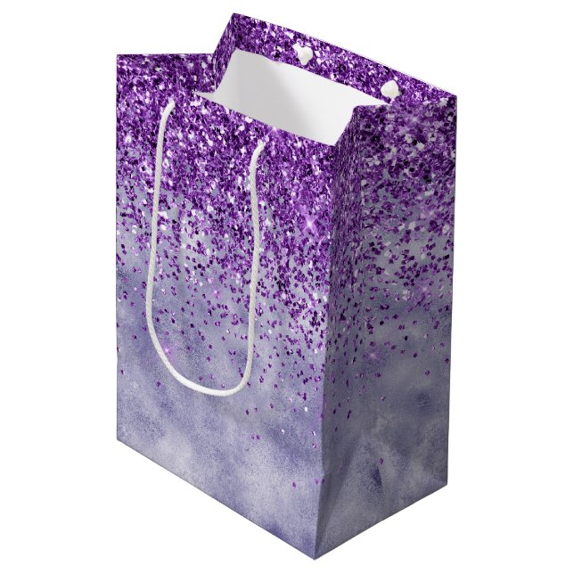 Bolsa De Regalo Mediana Purpurina Glitz morado (Angulo Anverso)